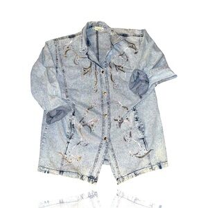 Vintage Oversized Women’s Acid Washed Denim Jacket: By Gabriel “California” 2X